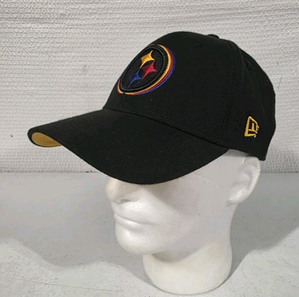 Pittsburgh Steelers New Era 39THIRTY Hat S/M Black Triple Outline Logo NFL